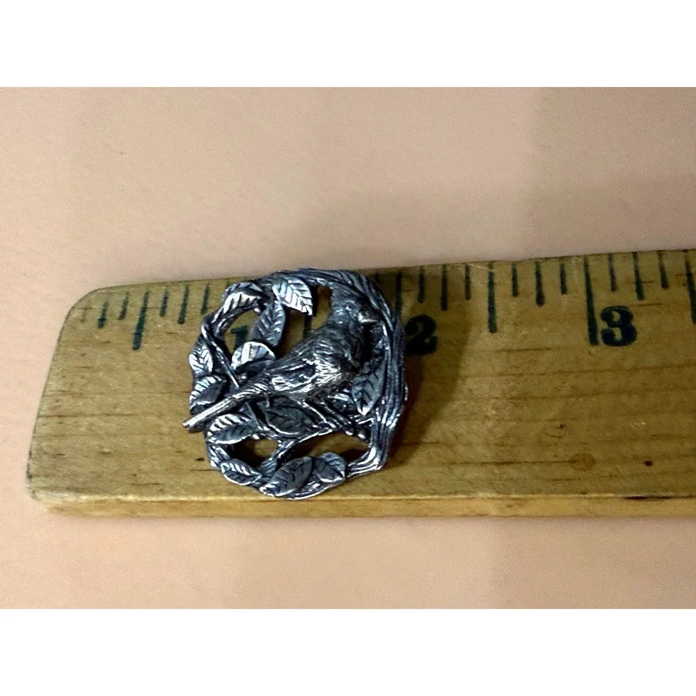 Birds & Blooms 1999 Limited Edition Cardinal Bird Pewter Tone Brooch Pin Vintage